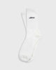 the mercer brand socks white with navy lettering