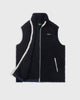 the mercer brand wool bodywarmer navy with green logo