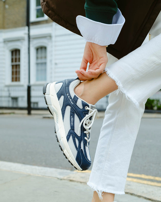 the mercer brand sneaker the  re-run pineapple navy fully vegan 