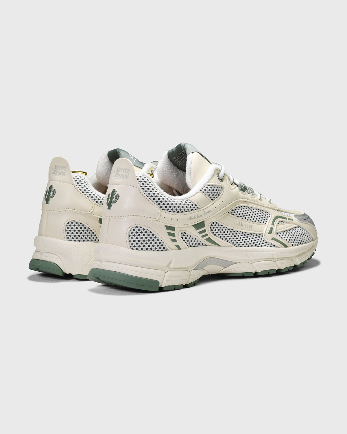 the mercer brand sneaker the re-run cactus white green made from cactus leather fully vegan product photo back