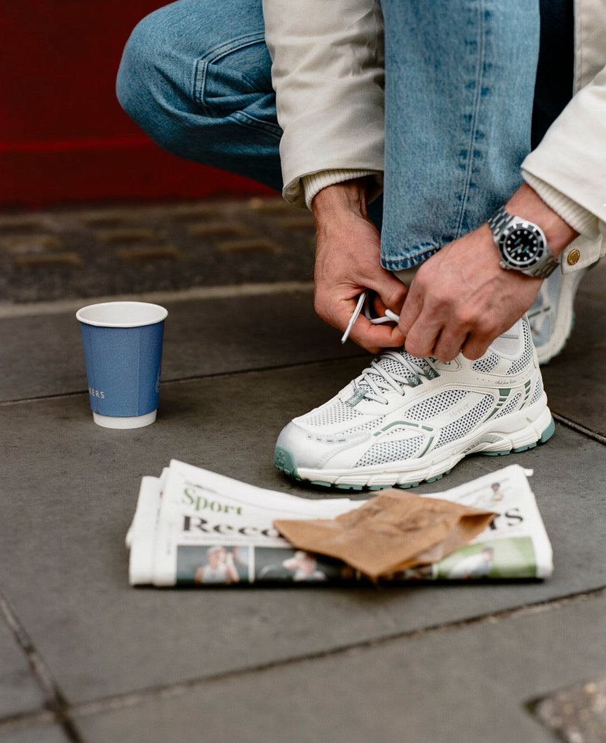the mercer brand sneaker the re-run cactus white green made from cactus leather fully vegan product photo side