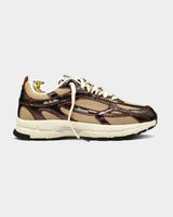 the mercer brand sneaker the re-run cracked brown with off white sole