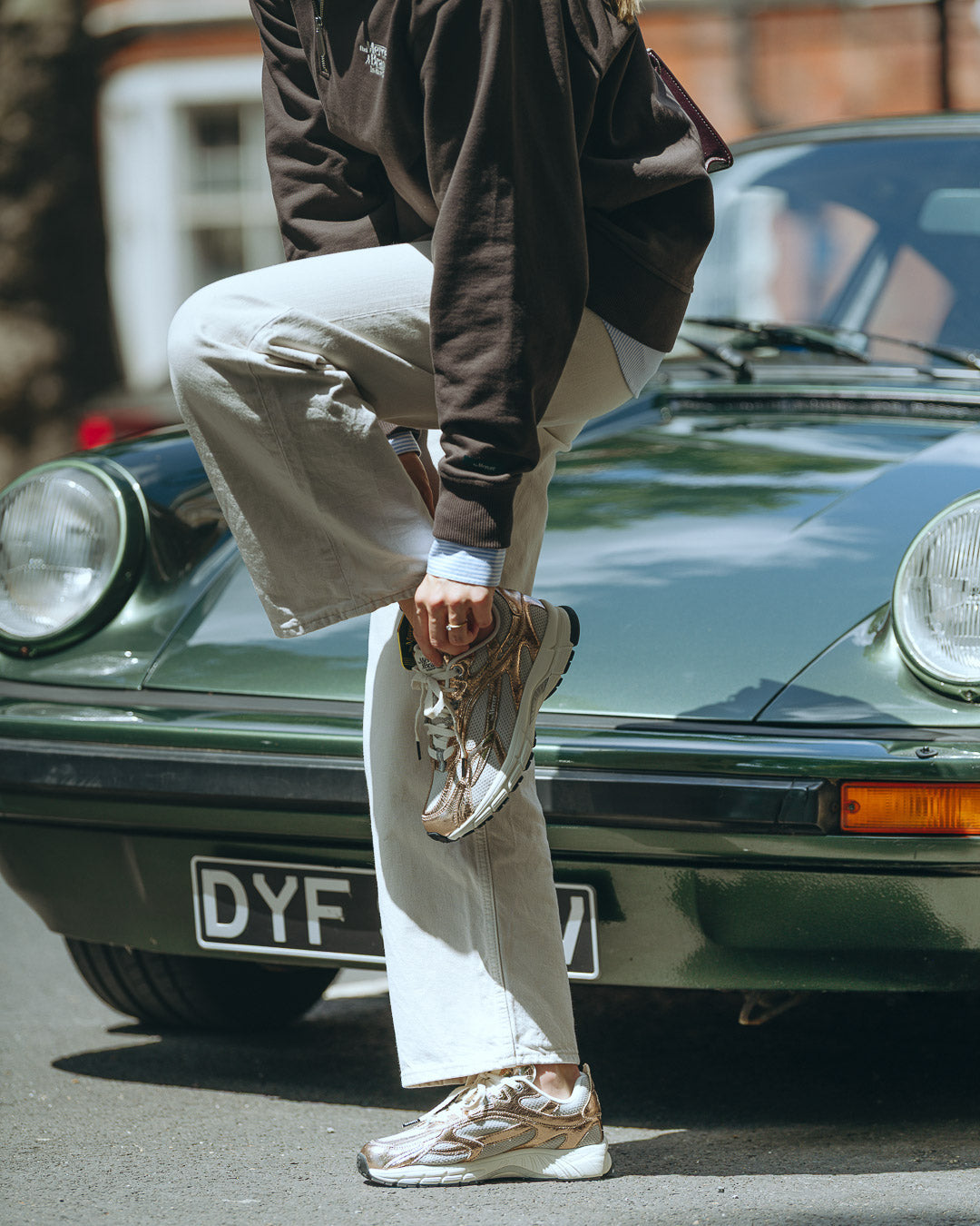 the mercer brand re-run cracked pink with grey details and off white outsole product picture 