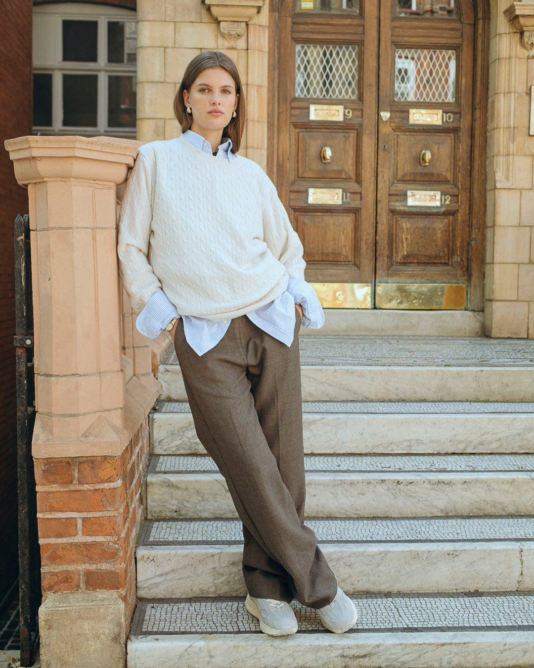 the mercer brand sneaker the re-run max grey with off white sole and perforated leather 