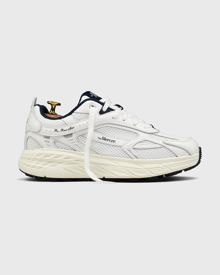 the mercer brand sneaker the re-run nappa white with navy details 