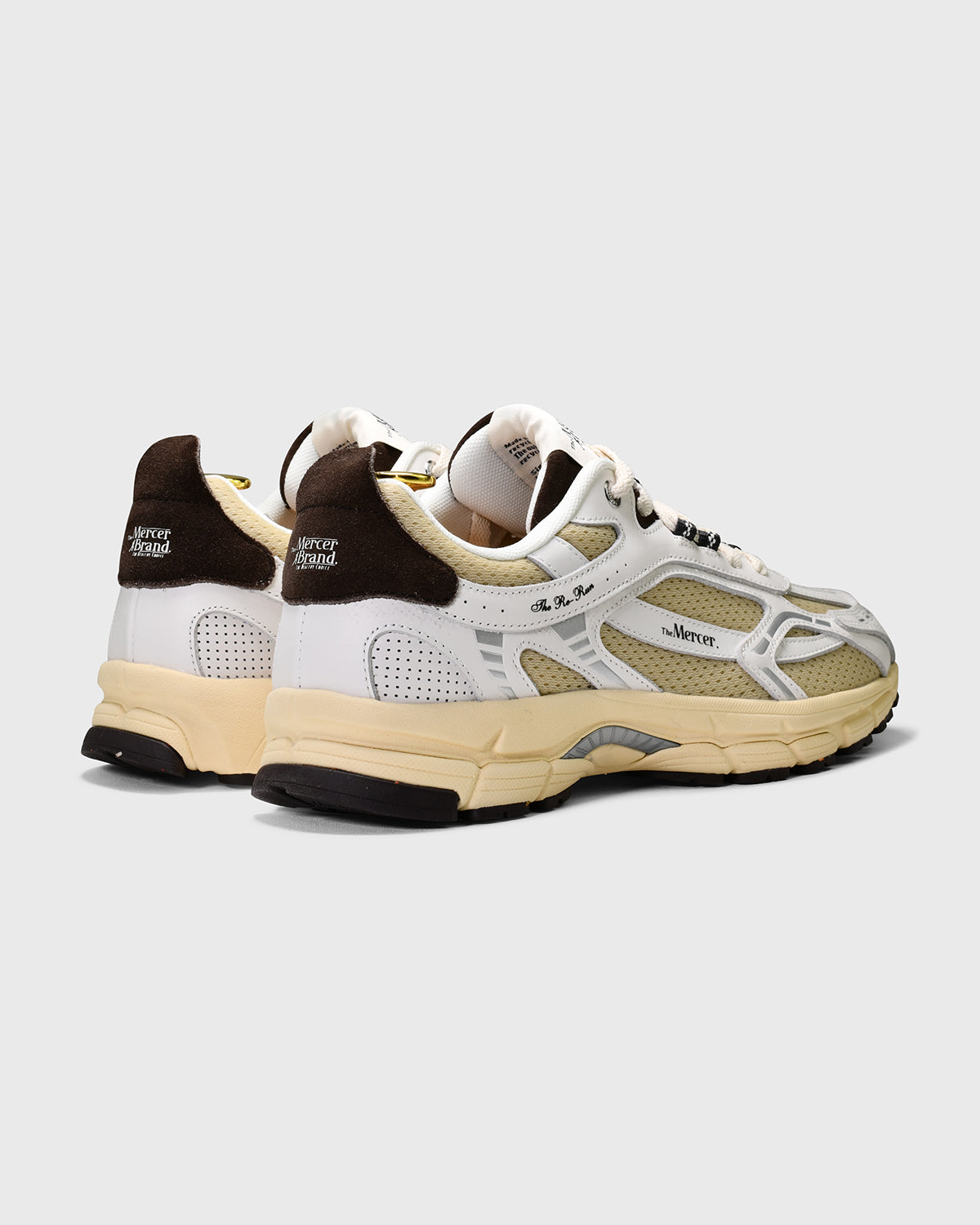 The Mercer Brand re-run sneaker vintage with brown details and off white sole back side