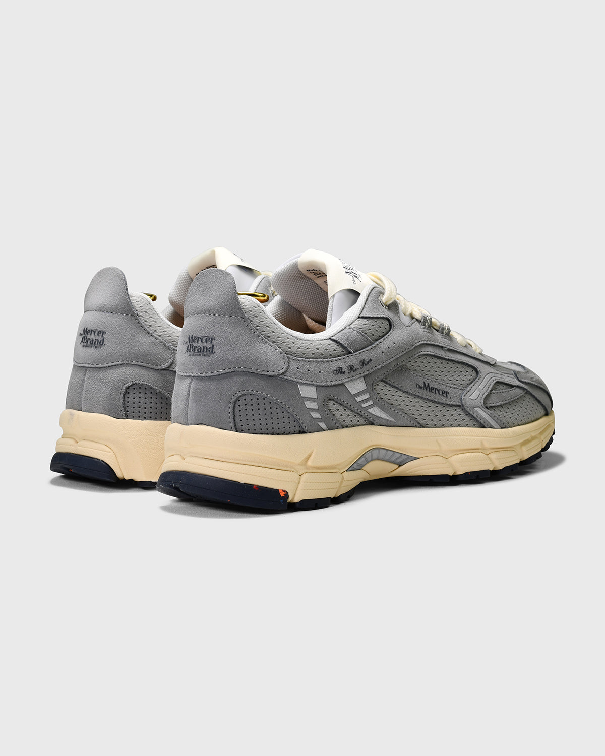 the mercer brand sneaker the re-run vintage grey with off white outsole 