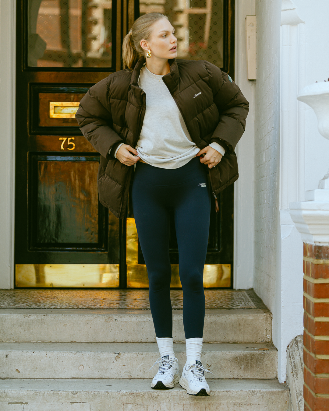 the mercer brand sneaker the re-run Vibram white with off white sole and navy details 