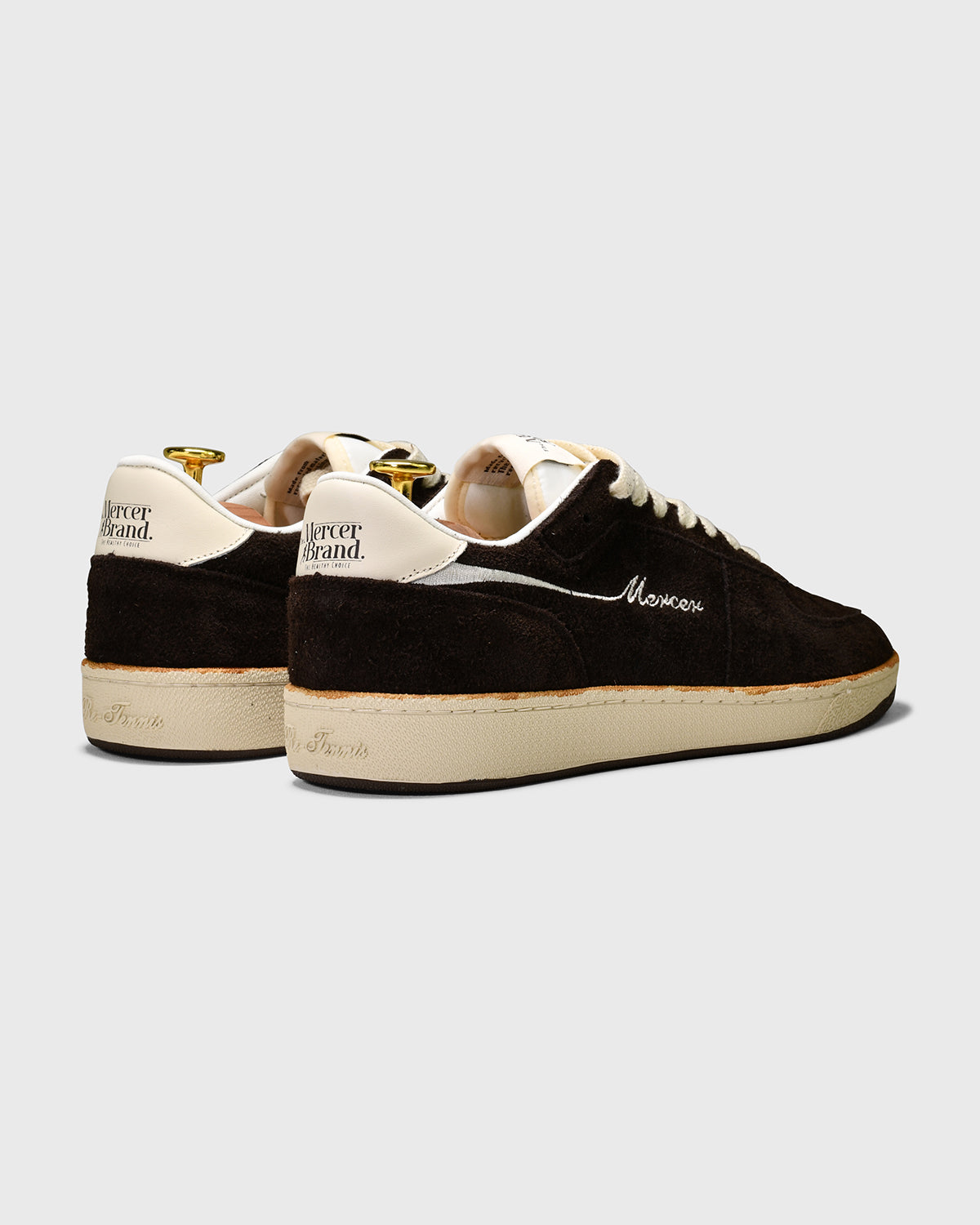 the mercer brand the re tennis sneaker brown suede product photo