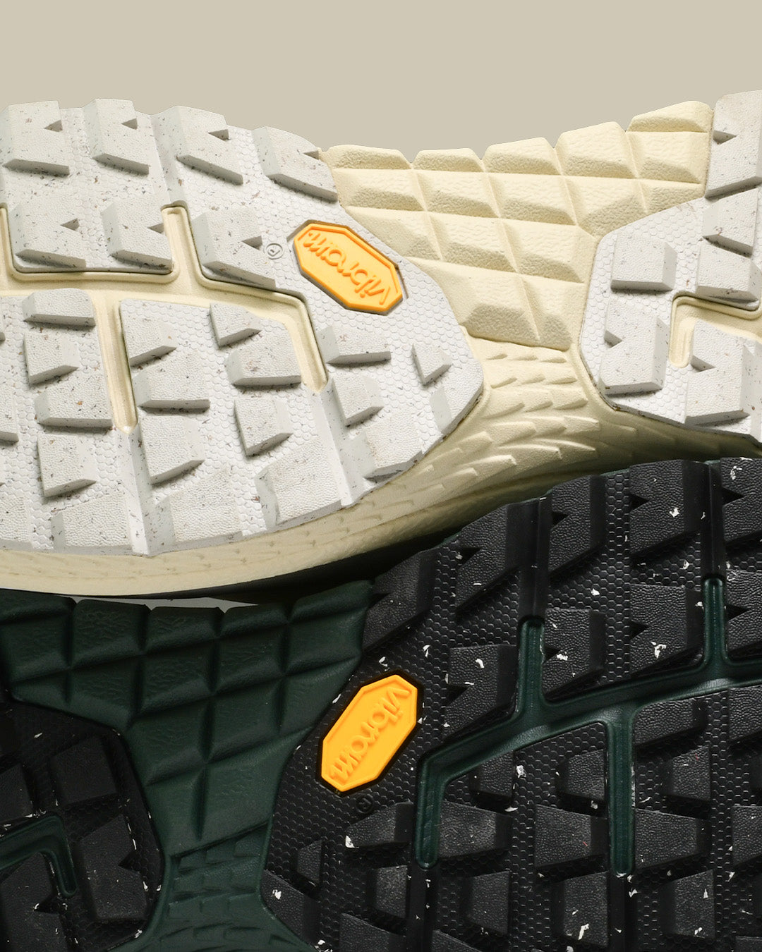 p22 trail sneaker the mercer brand hiking sneaker off white with green details and outsole from Vibram 