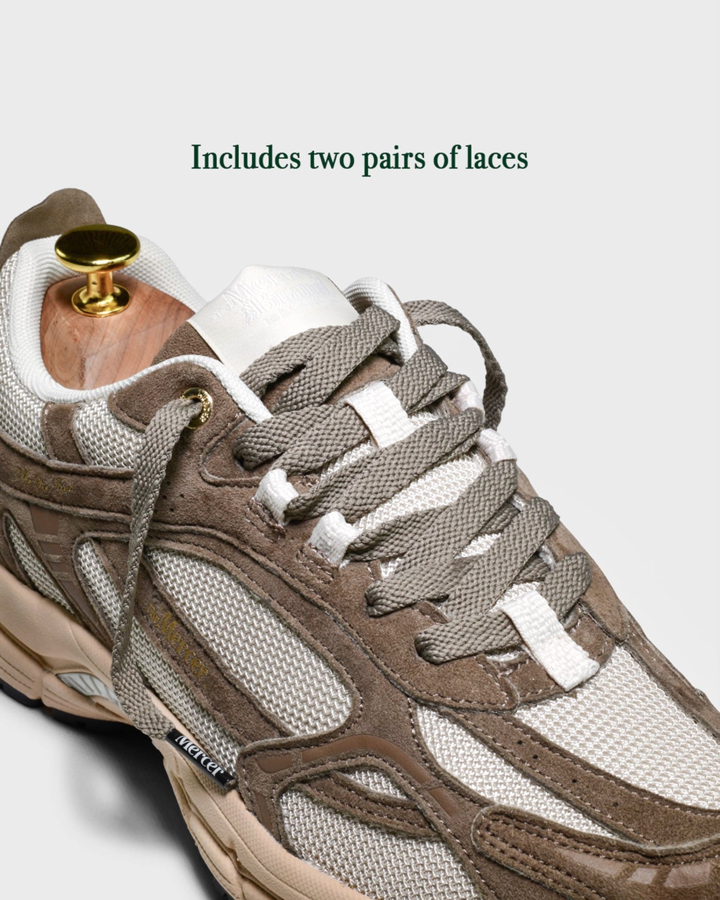 Close up of the Brown laces who comes with The Re-Run Desert 2.0 in brown.