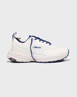 Sideview of The Mercer P22 in white/blue