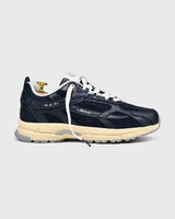 the mercer brand sneaker the re-run perforated navy with off white outsole