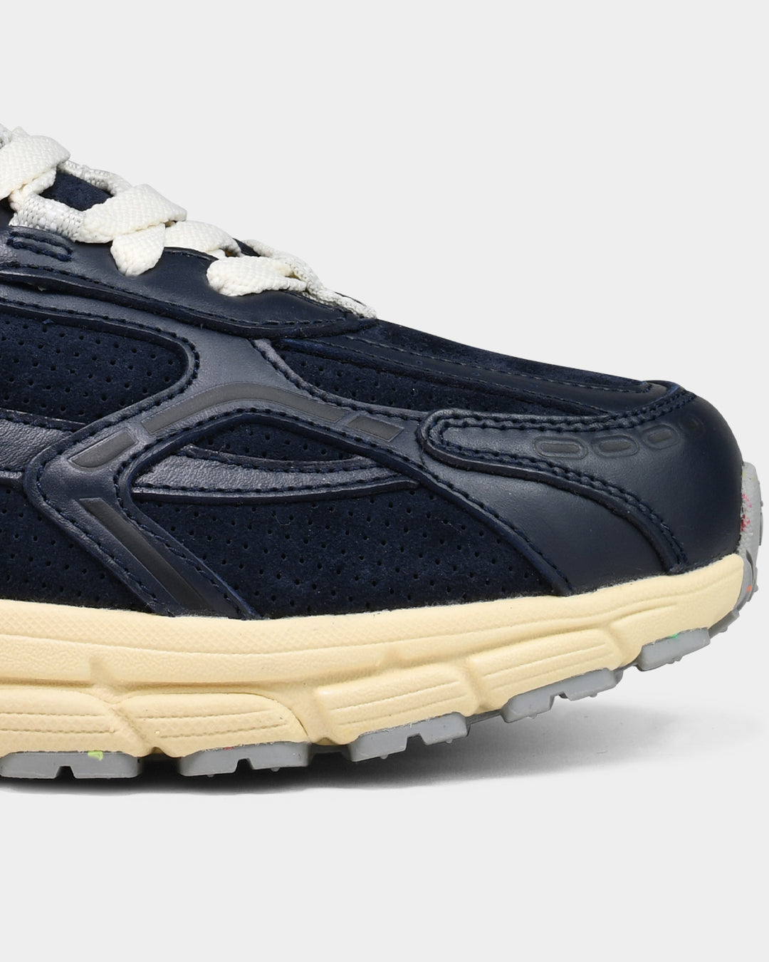 the mercer brand sneaker the re-run perforated navy with off white outsole