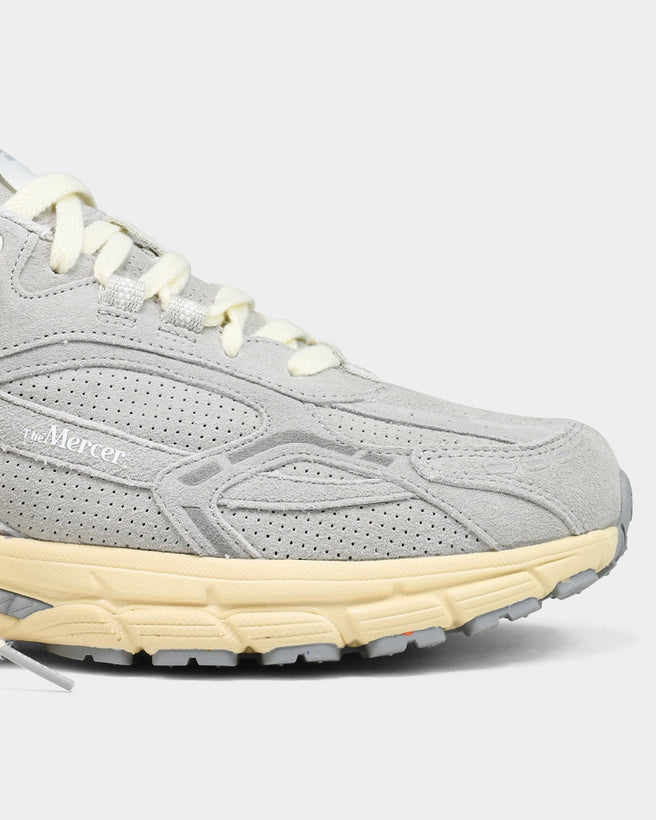 the mercer brand sneaker grey with off white sole and perforated leather 