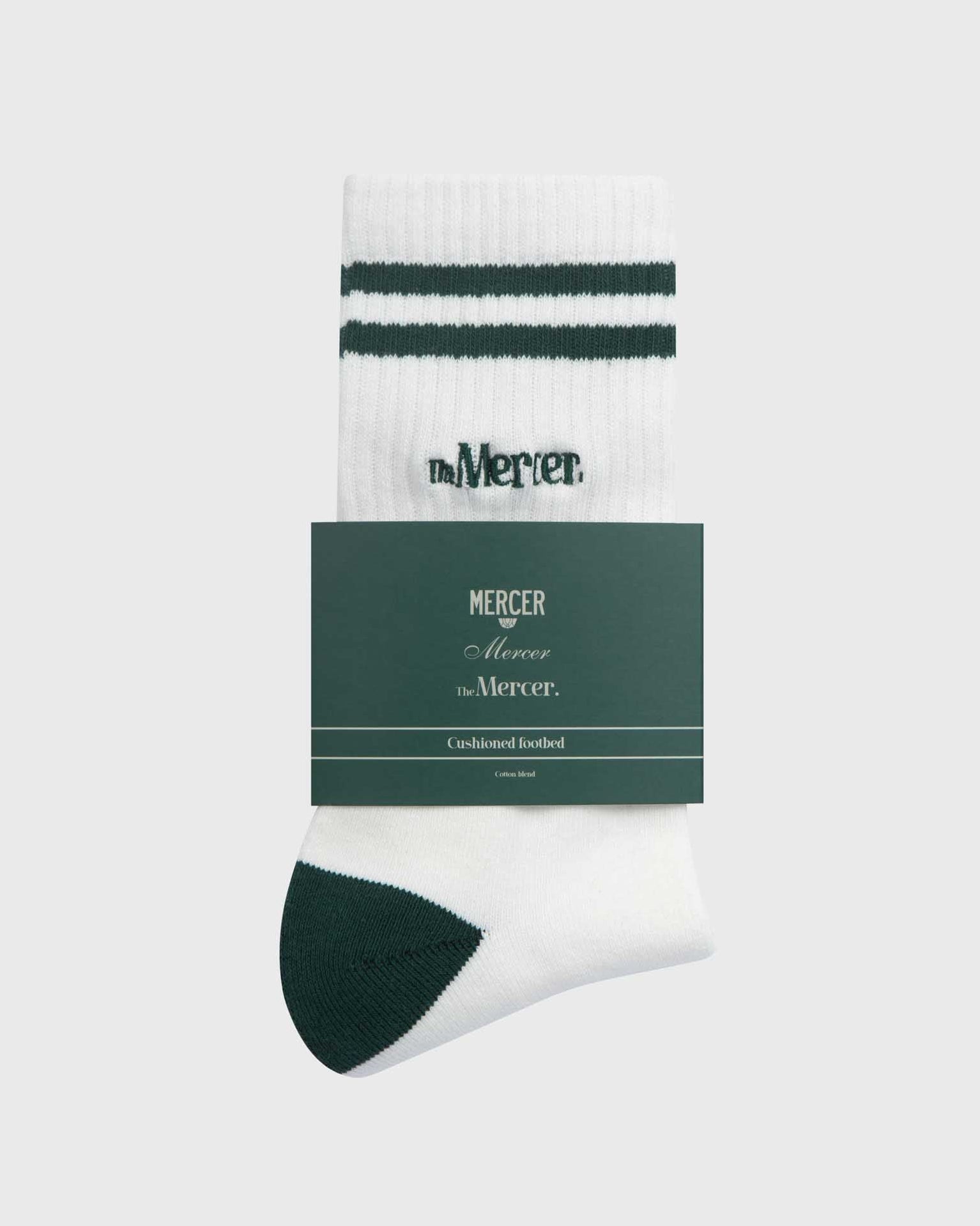 The Mercer Socks Stripe | White/Green