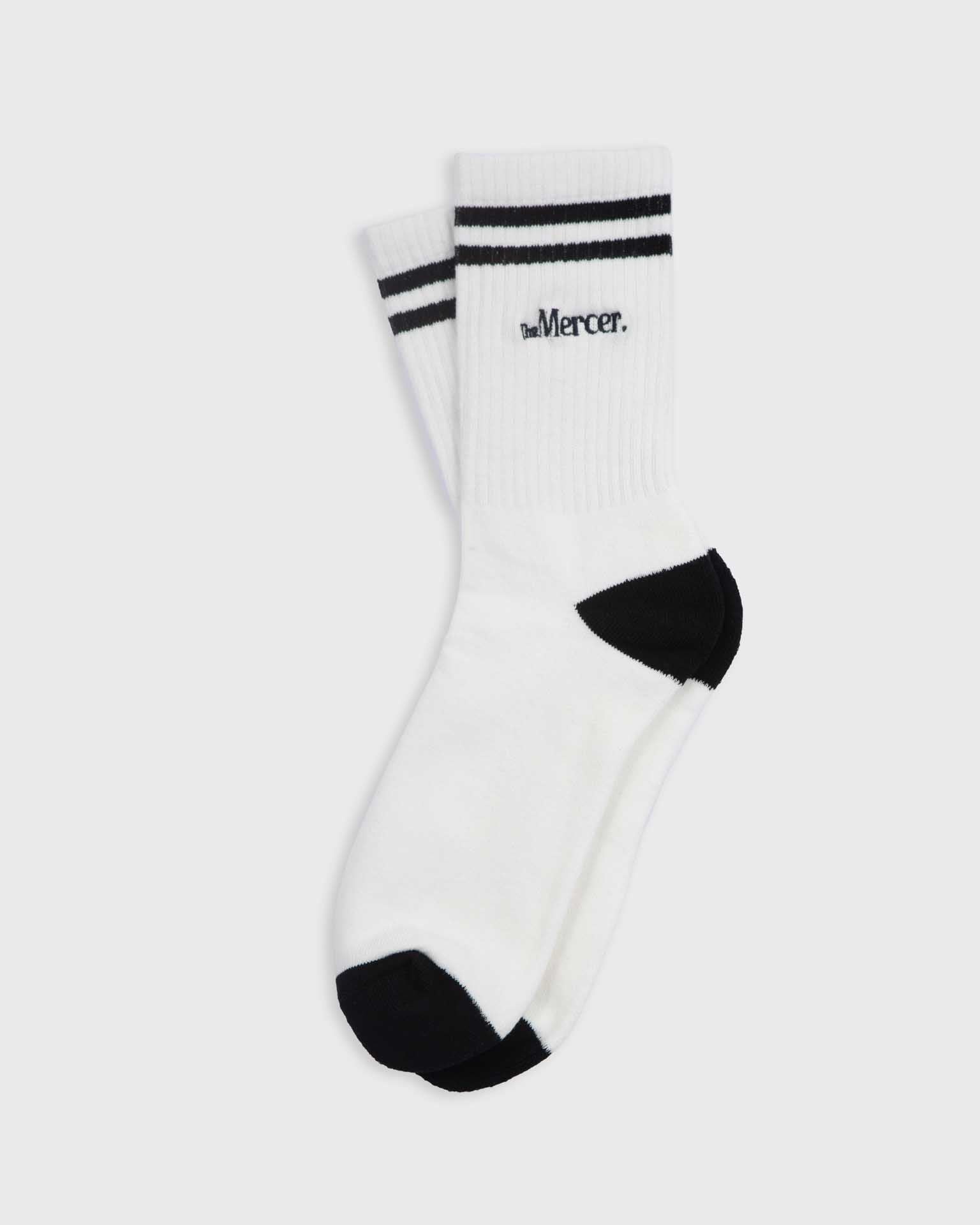 The Mercer Socks Stripe | White/Blue