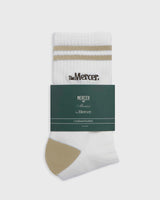 The Mercer Socks Stripe | White/Brown