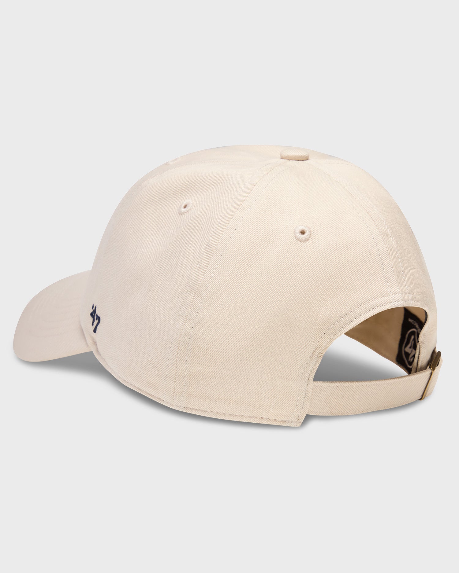 Product photo of the back of a The Mercer brand x New York Yankees x 47 cap in offwhite.