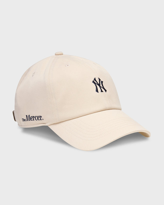 Product photo of the front of a The Mercer brand x New York Yankees x 47 cap in offwhite