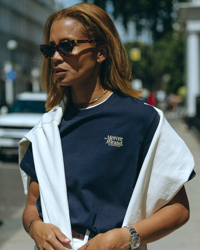 the mercer brand heavy tee navy 