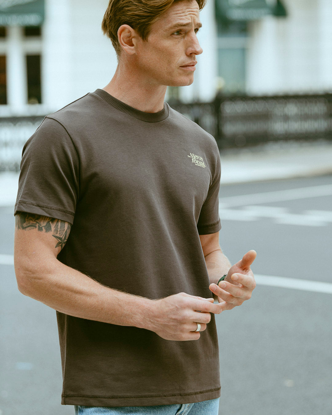 the mercer brand heavy t-shirt brown unisex