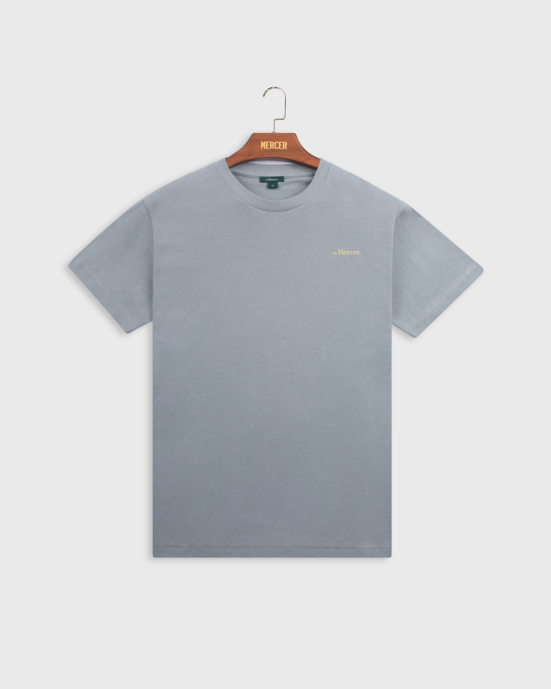 the mercer brand heavy tee shirt blue with small logo 