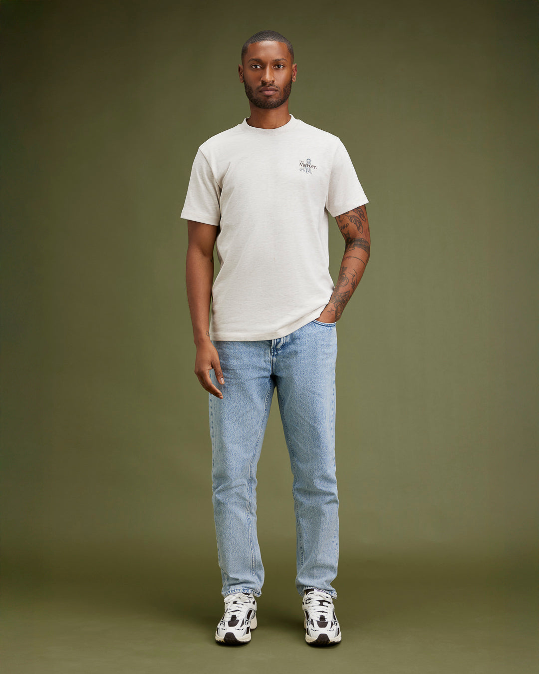 the mercer brand heavy tee with dog shirt for men and women 