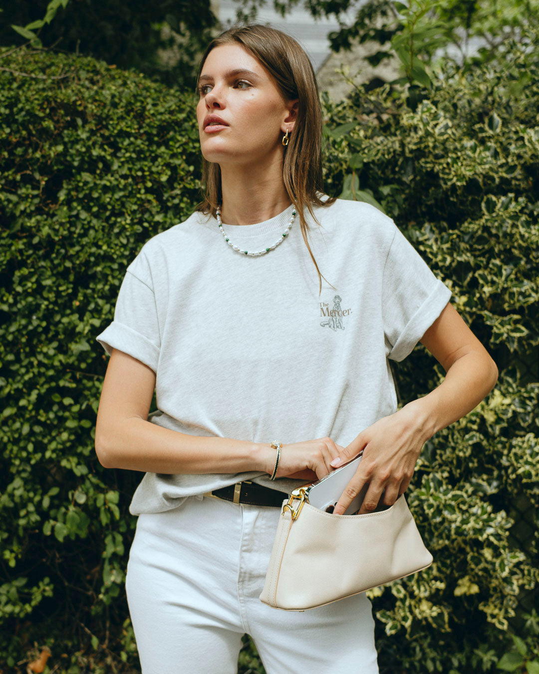 the mercer brand heavy tee with dog shirt for men and women 