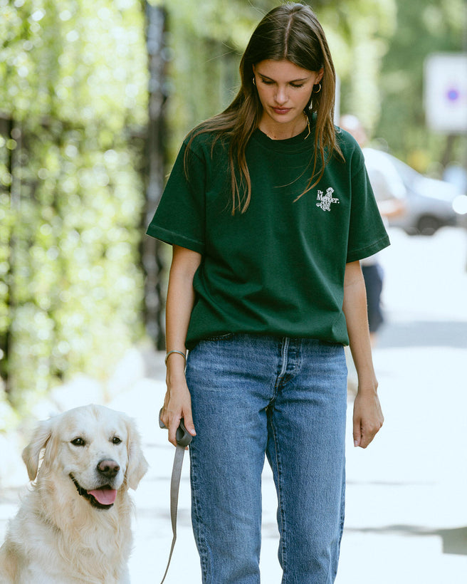 The mercer brand dog heavy tee navy product photo front