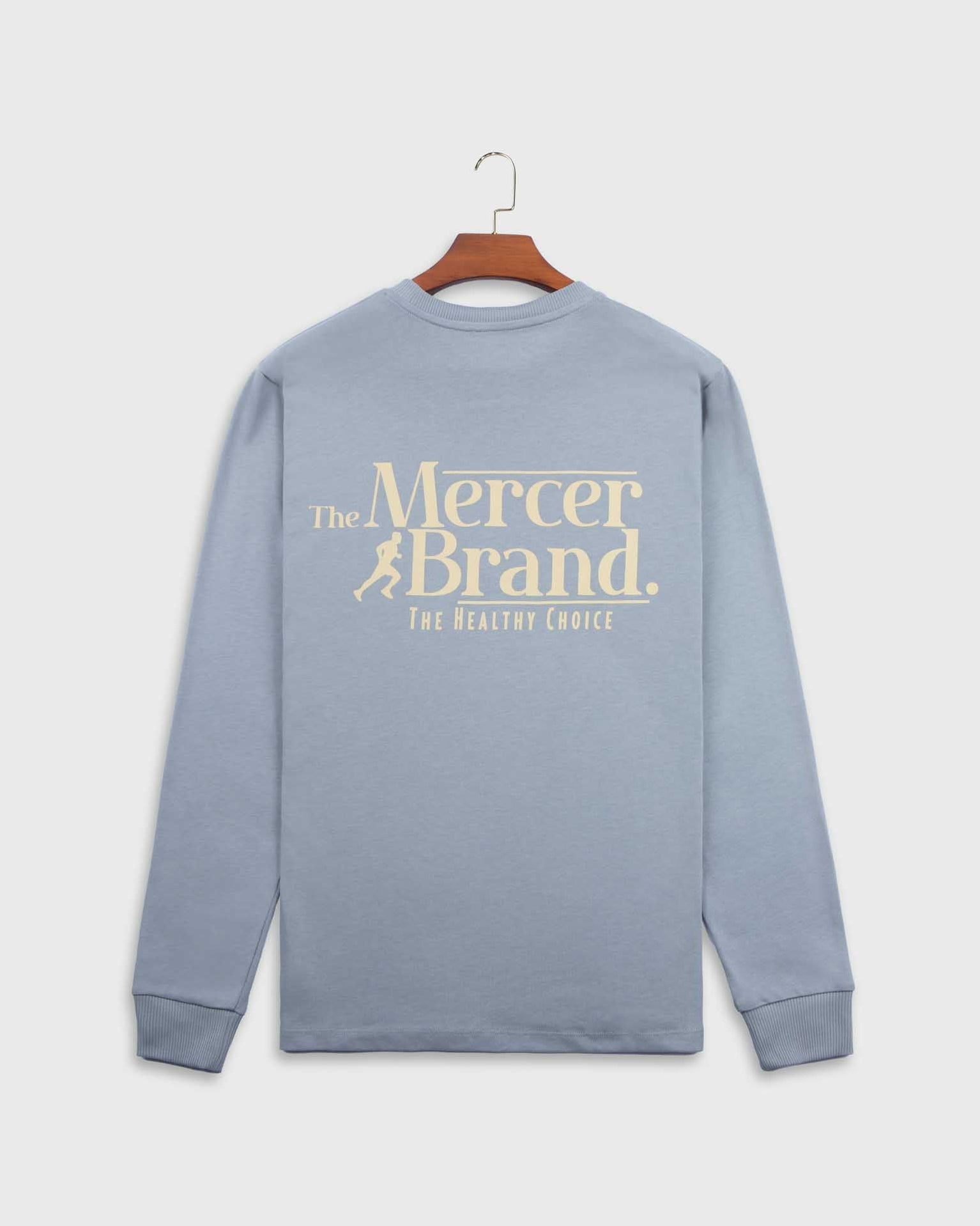 the mercer brand long sleeve blue with back print
