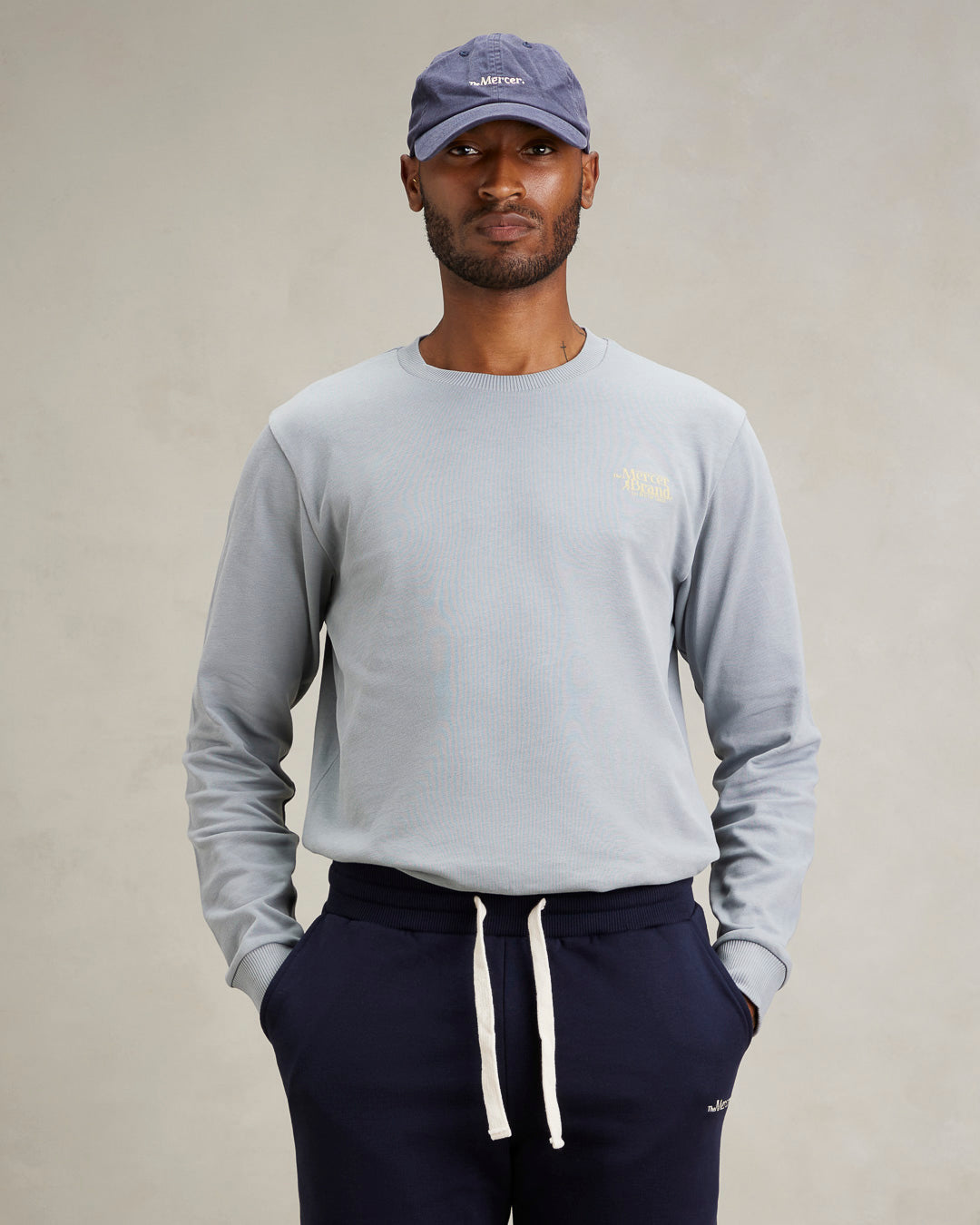 the mercer brand long sleeve blue with back print