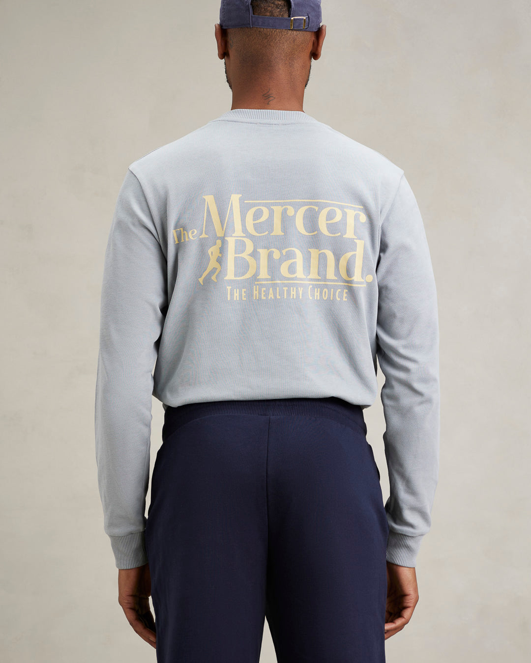 the mercer brand long sleeve blue with back print
