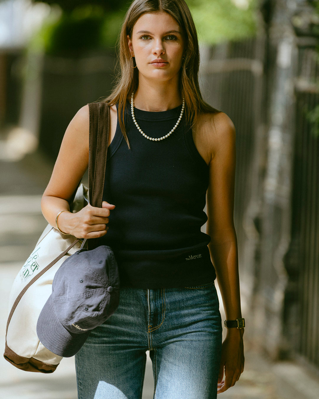 the mercer brand tank top navy cotton with little stretch super comfortable