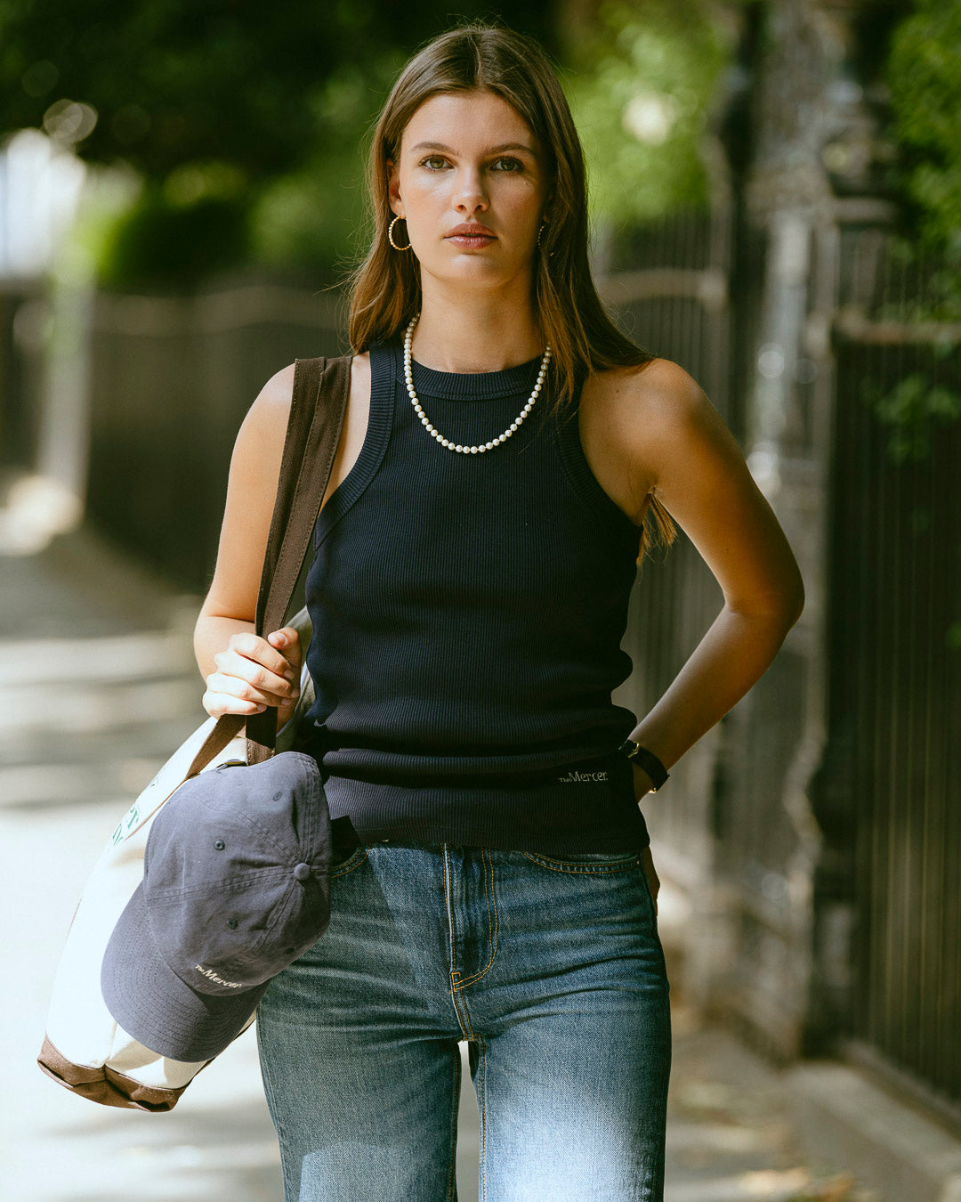 the mercer brand tank top navy cotton with little stretch super comfortable