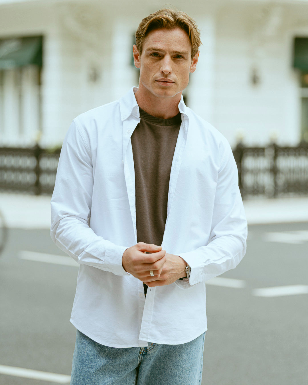 the mercer brand Oxford white for men and women