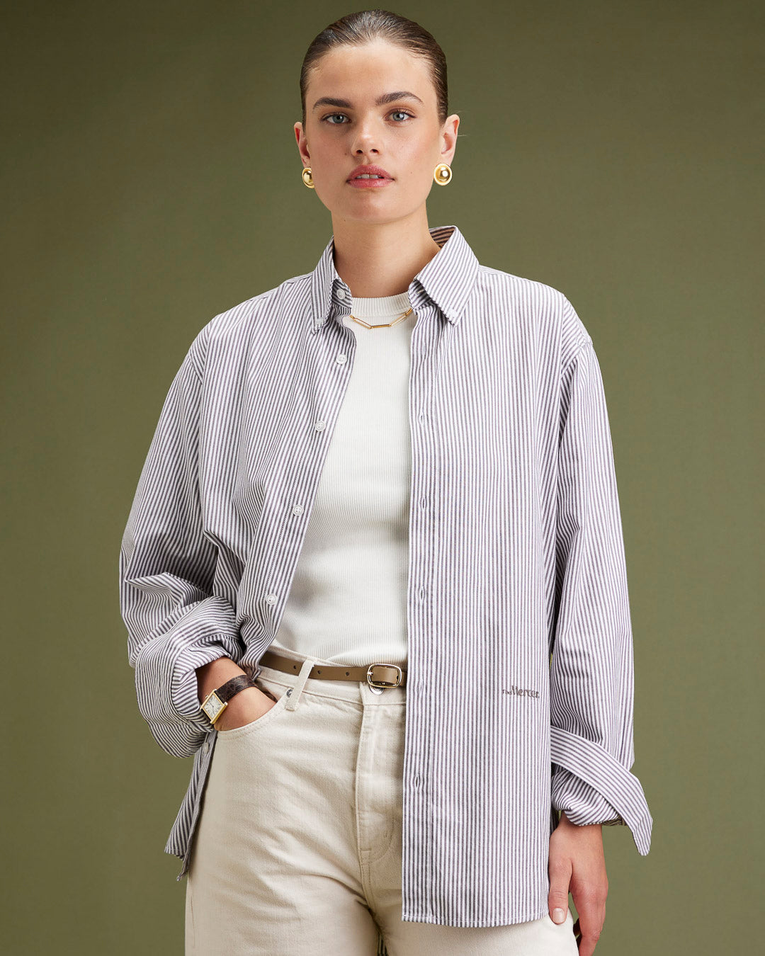 the mercer brand Oxford white brown product photo front