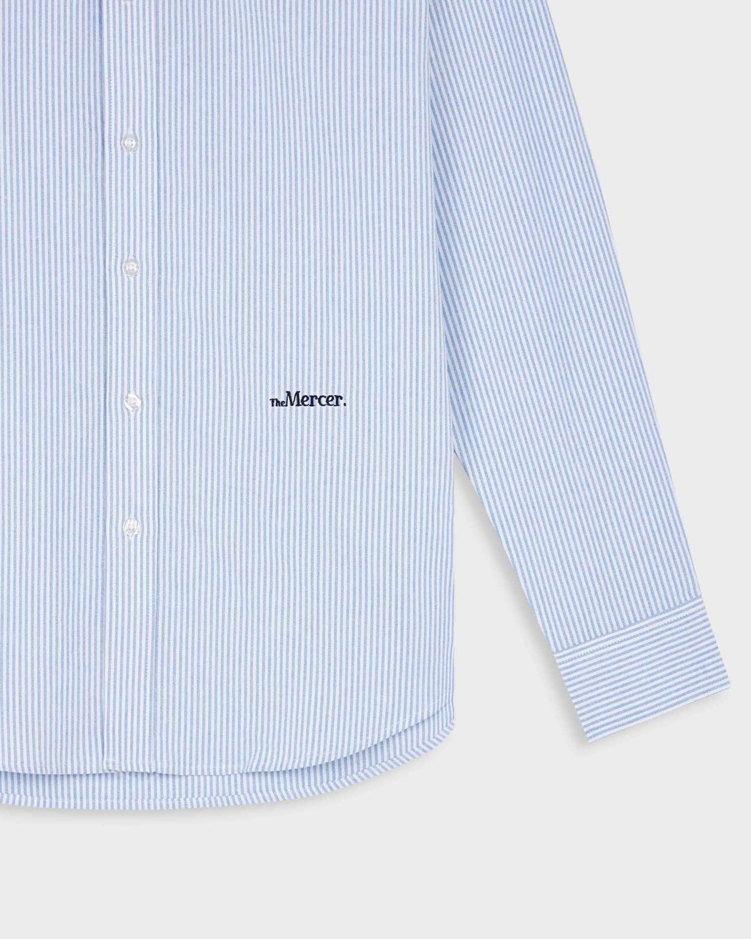 the mercer brand oxford white and blue stripes classic shirt