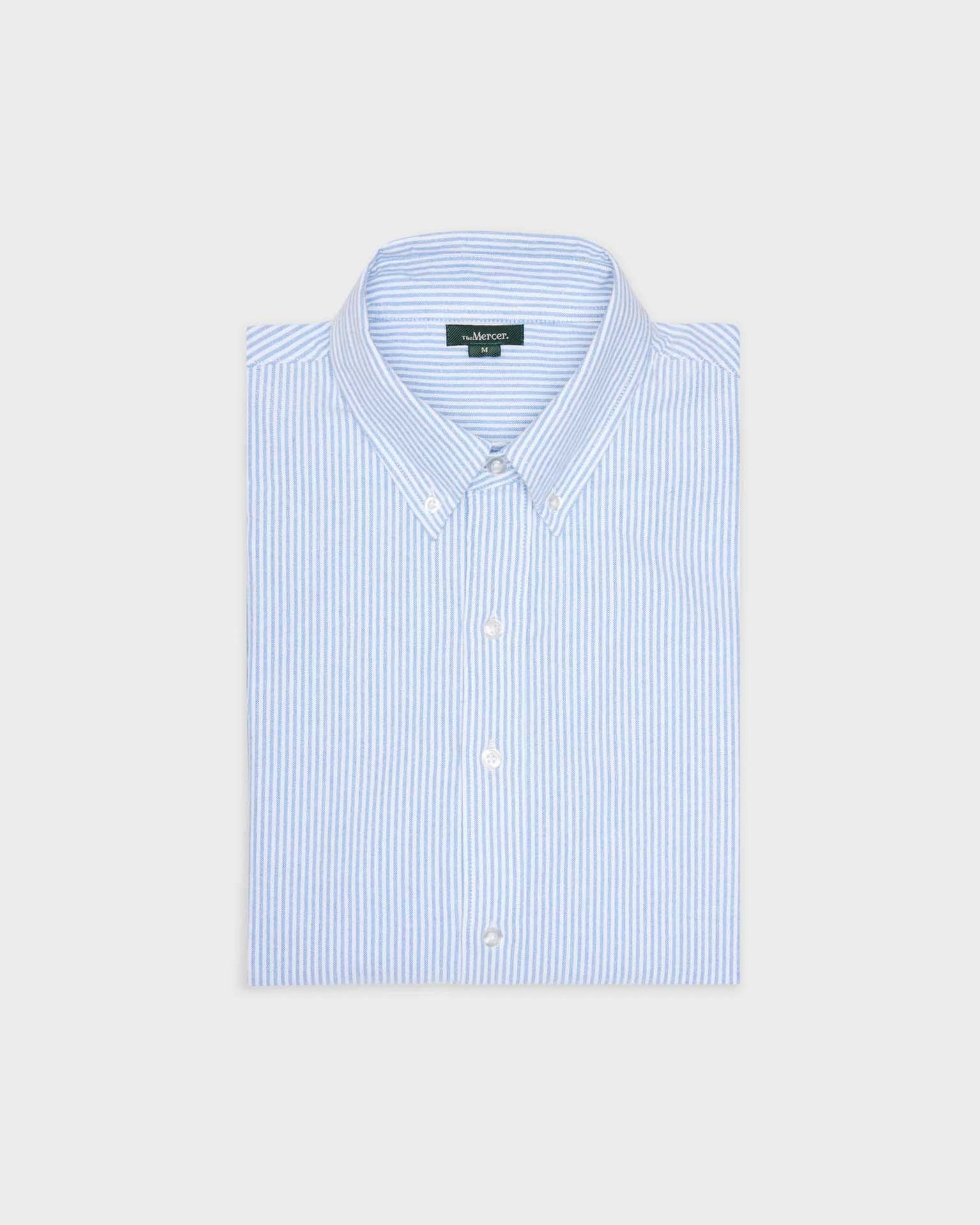 the mercer brand oxford white and blue stripes classic shirt