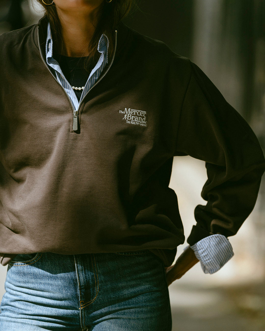 The Mercer Quarter Zip | Brown