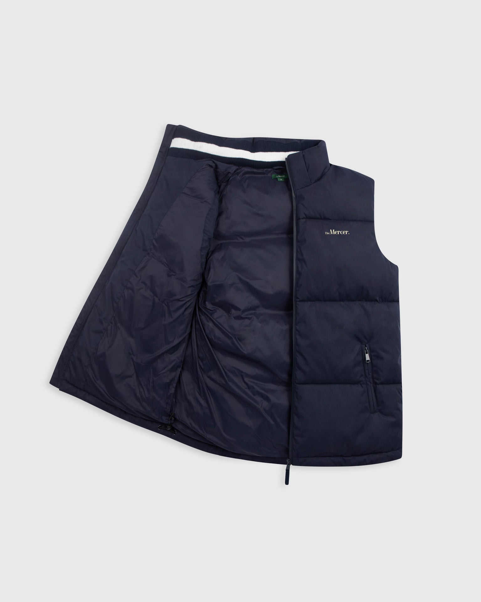 the mercer brand puffer bodywarmer navy 