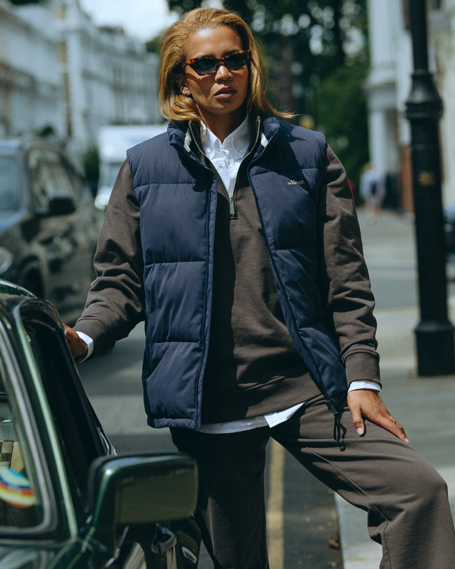 the mercer brand puffer bodywarmer navy 