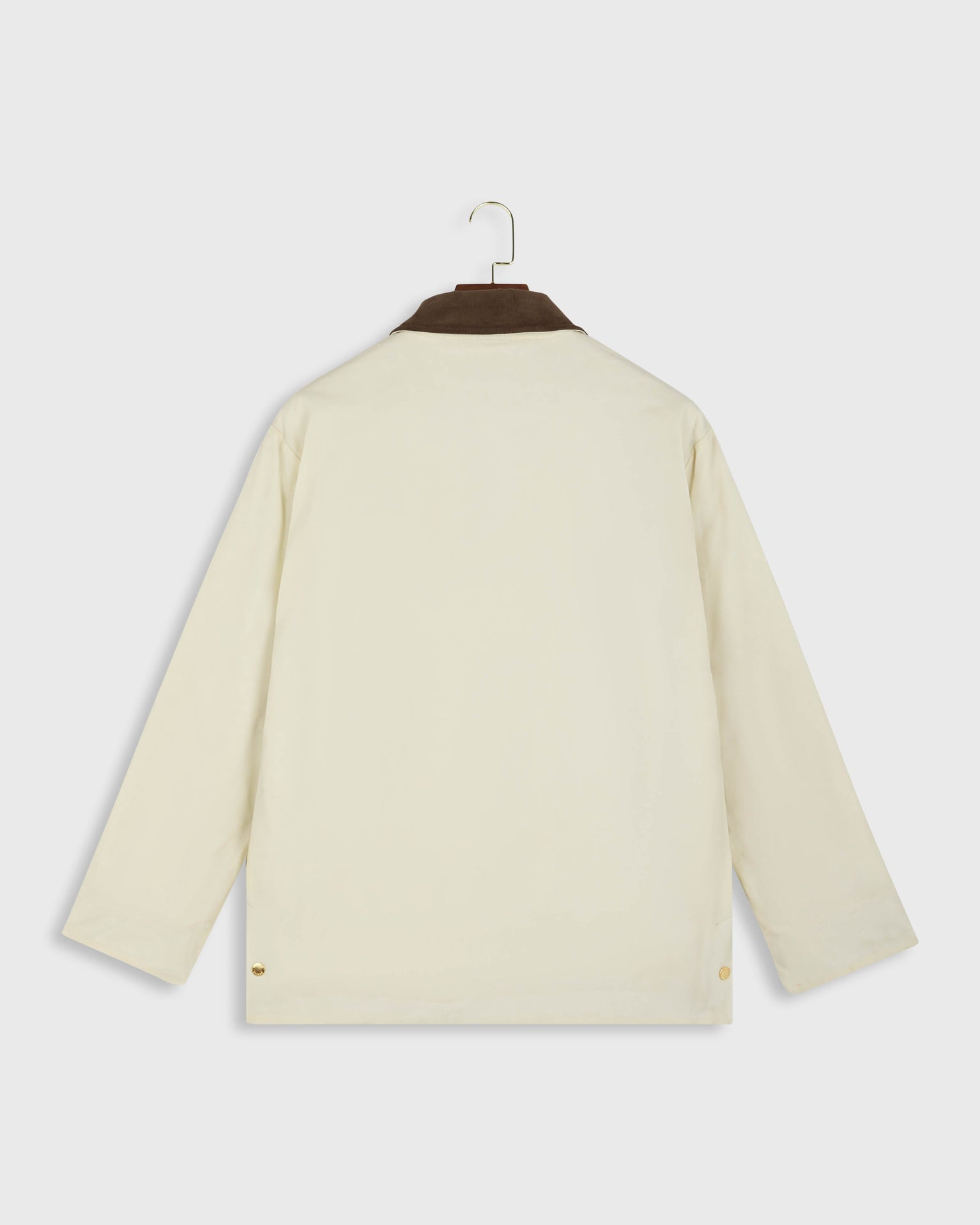 The mercer brand subway jacket off white with brown collar product photo 