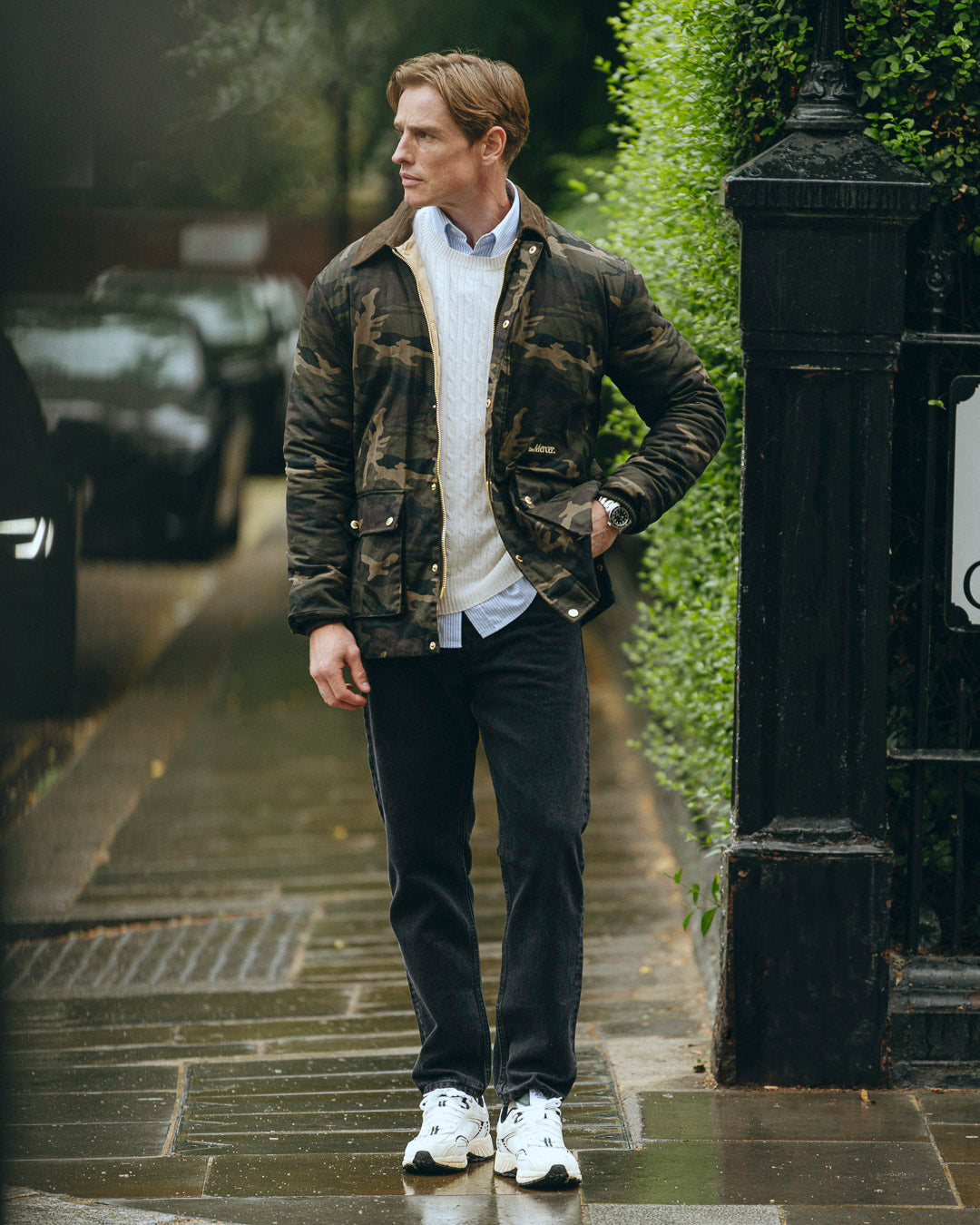 The mercer brand subway jacket camouflage color product photo front