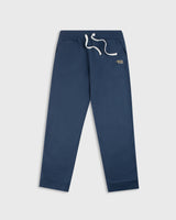 The Mercer Brand navy sweatpants with white drawstring on a light grey background