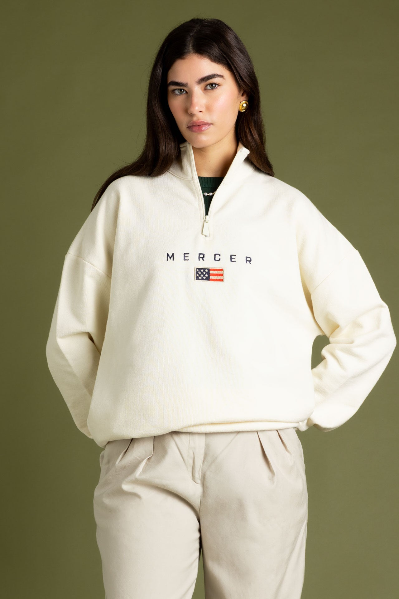 The Mercer Quarter Zip | Off White