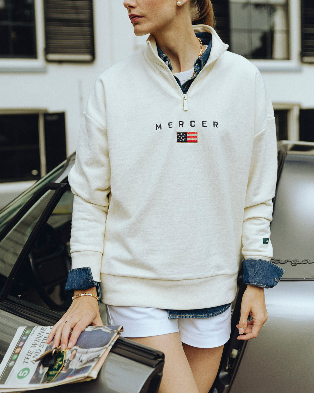The Mercer Quarter Zip | Off White