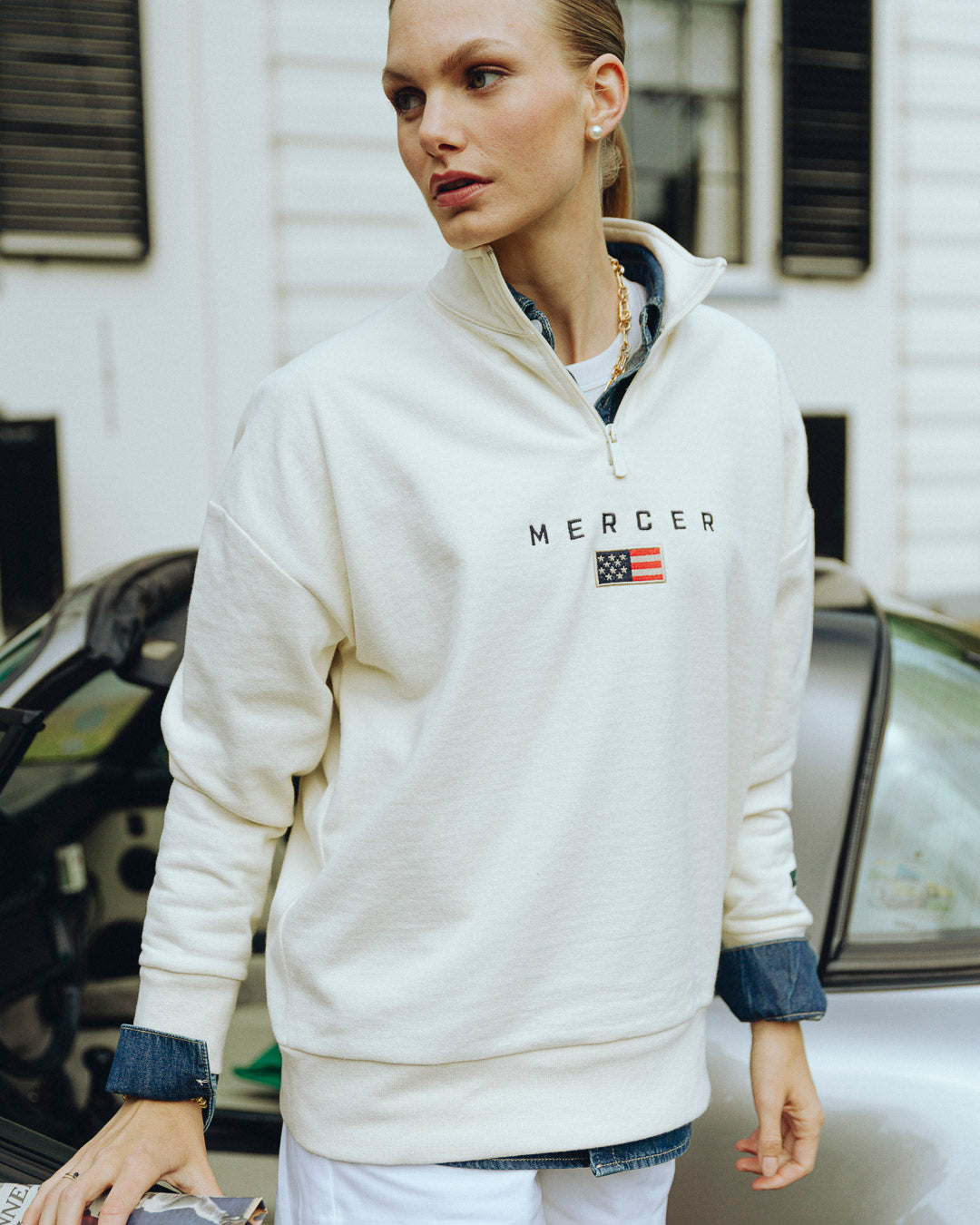 The Mercer Quarter Zip | Off White