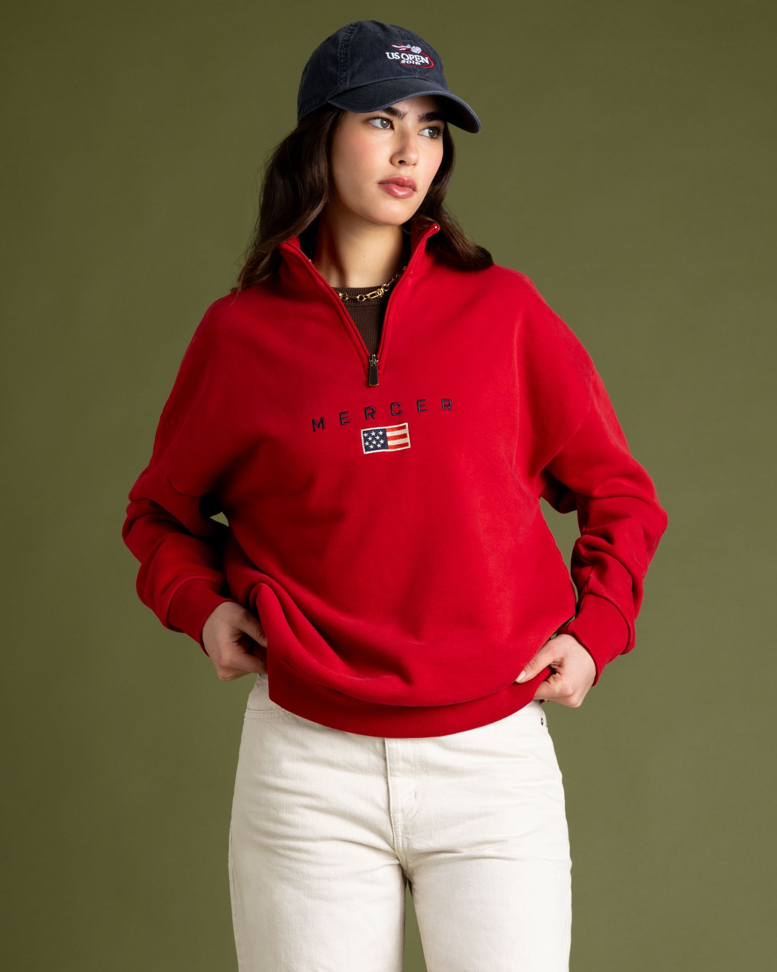 The Mercer Quarter Zip | Red
