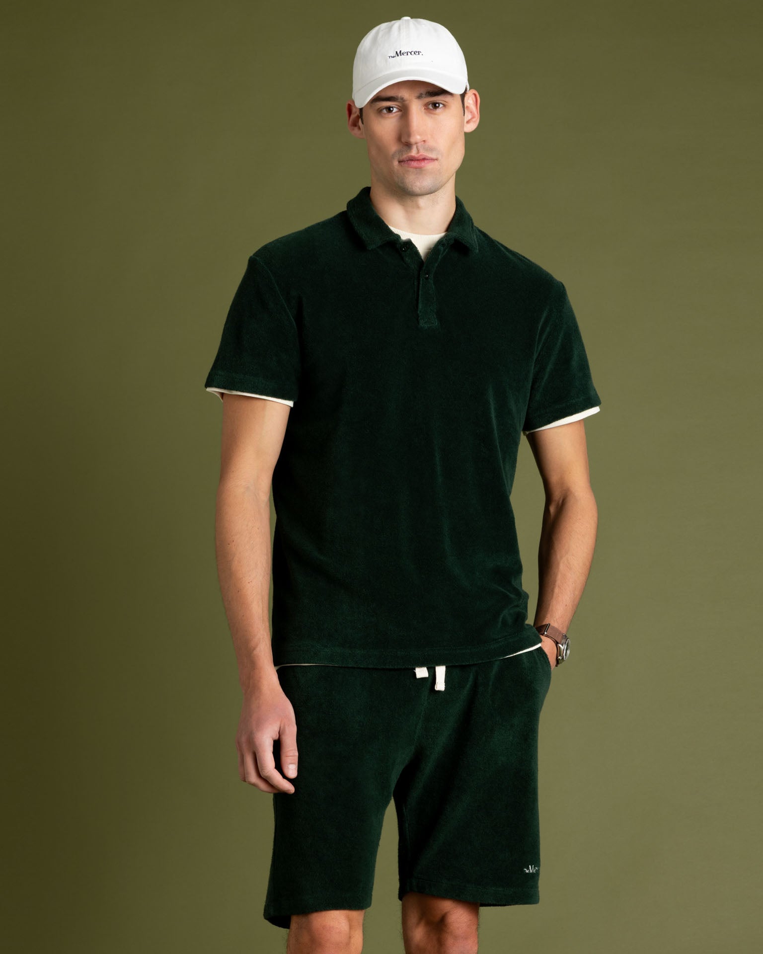 The Mercer Terry toweling Polo | Green